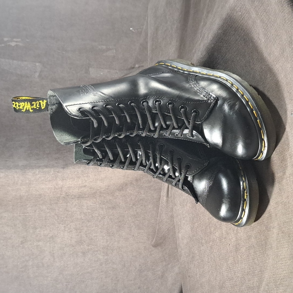 Dr. Martens 1490 Smooth Leather Lace Up Mid Calf Combat Boots G US 7 "10 Hole"